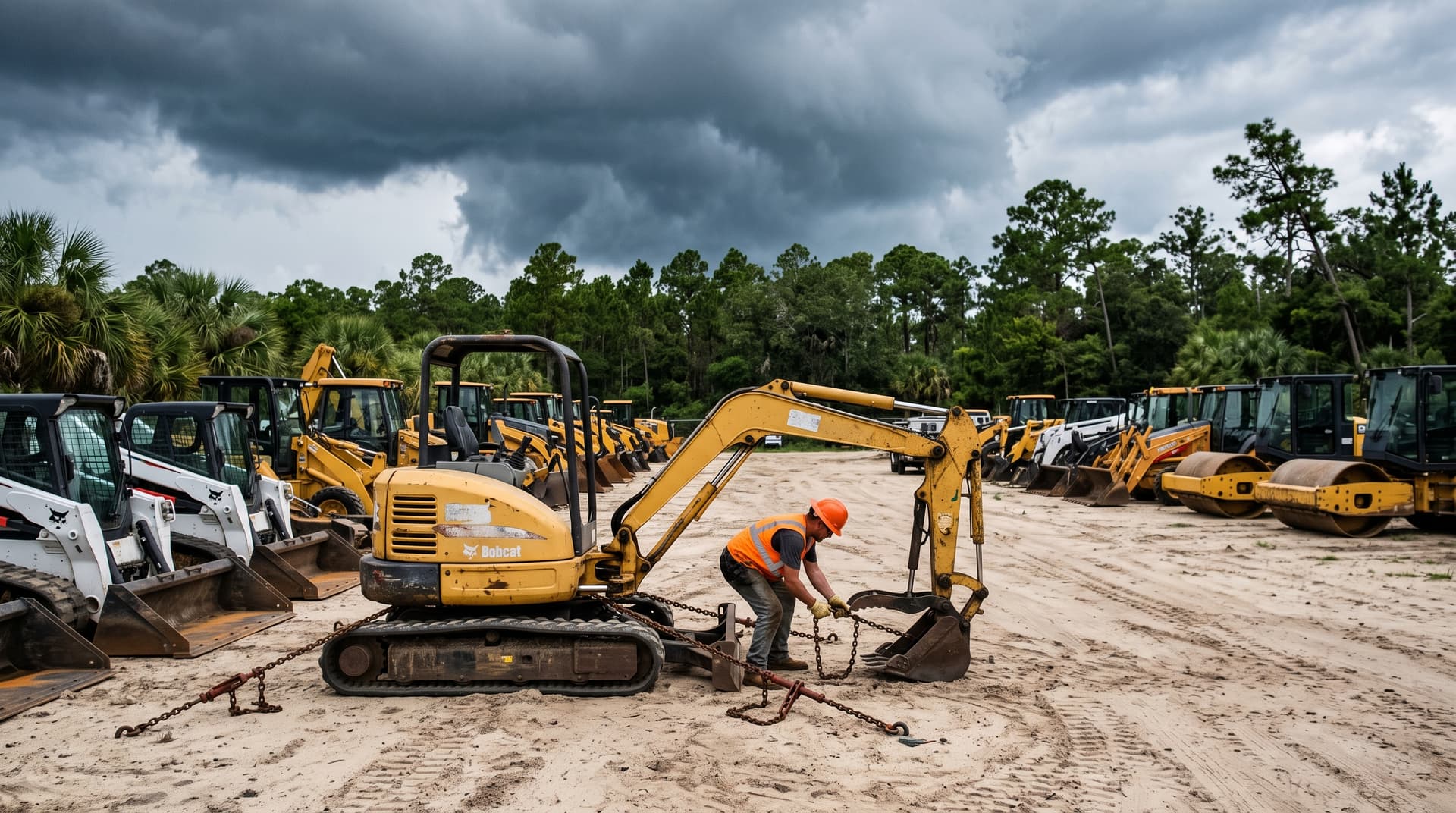 Hurricane prep for equipment fleets in Florida: what our yard does every June